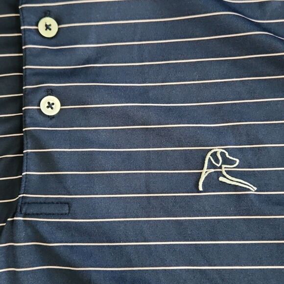 Rhoback Men's Striped Performance Polo Shirt, Navy/Light Pink, Size XXL, FLAW - Picture 3 of 8